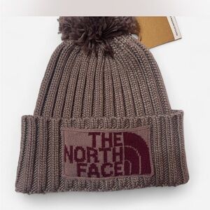 The North Face Taupe Knit Pom Beanie